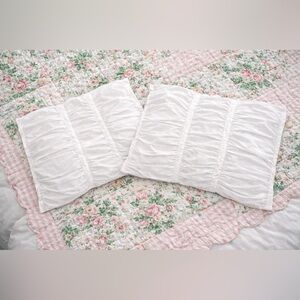 White King Pillow Shams Set of 2 – Cottagecore Ruched Pillow Covers 20x36